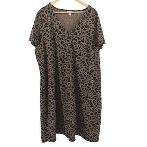 Cato Womens Plus Size 26/28W Leopard Animal Print Midi Dress‎ Short Sleeve